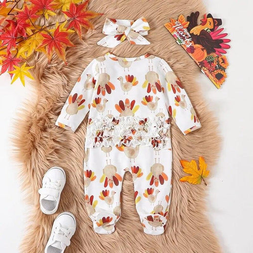 Baby Ruffled Turkey Romper - Shop Baby Boutiques 