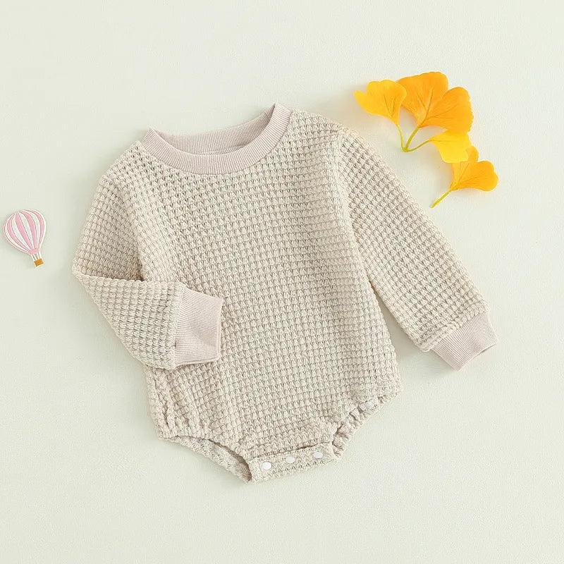 Baby Waffle Knit Solid Color Romper - Shop Baby Boutiques 