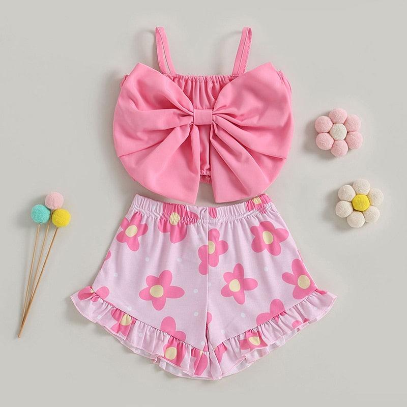 Big Bow Halter Top & Star Ruffle Shorts-Shop Baby Boutiques