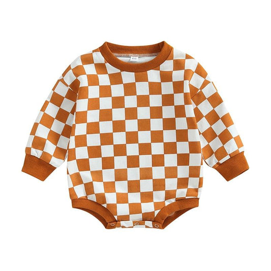 Checkerboard Sweatshirt Romper - Shop Baby Boutiques 