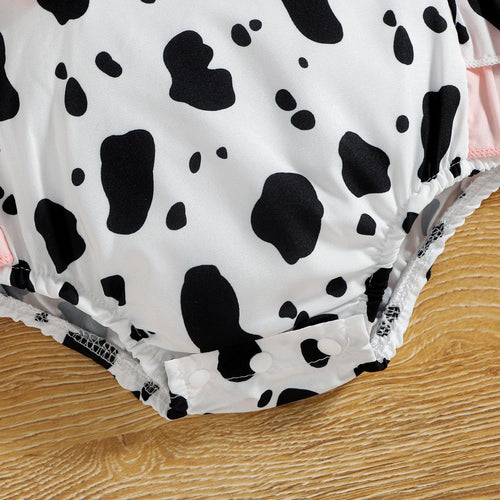 Cow Print Baby Romper and Headband - Shop Baby Boutiques 