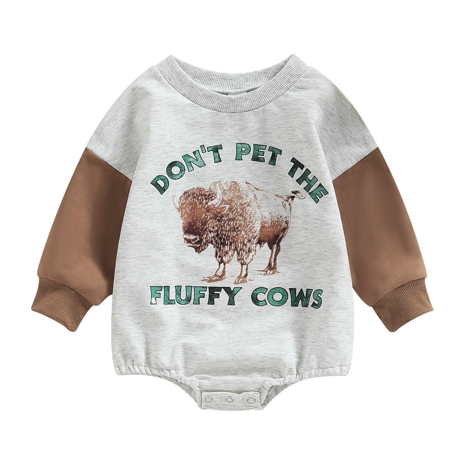 Don't Pet The Fluffy Cows Sweatshirt Romper-Shop Baby Boutiques