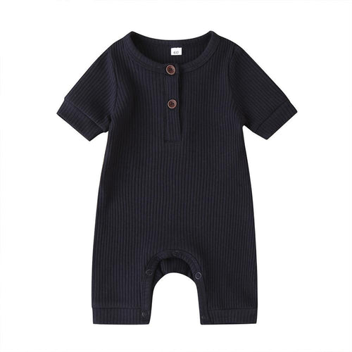 Dylan Ribbed Button Romper - Shop Baby Boutiques 