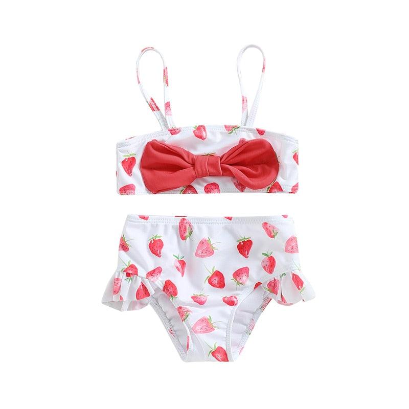 Girls 2Pcs Strawberry Print Bikini Bathing Suit - Shop Baby Boutiques 