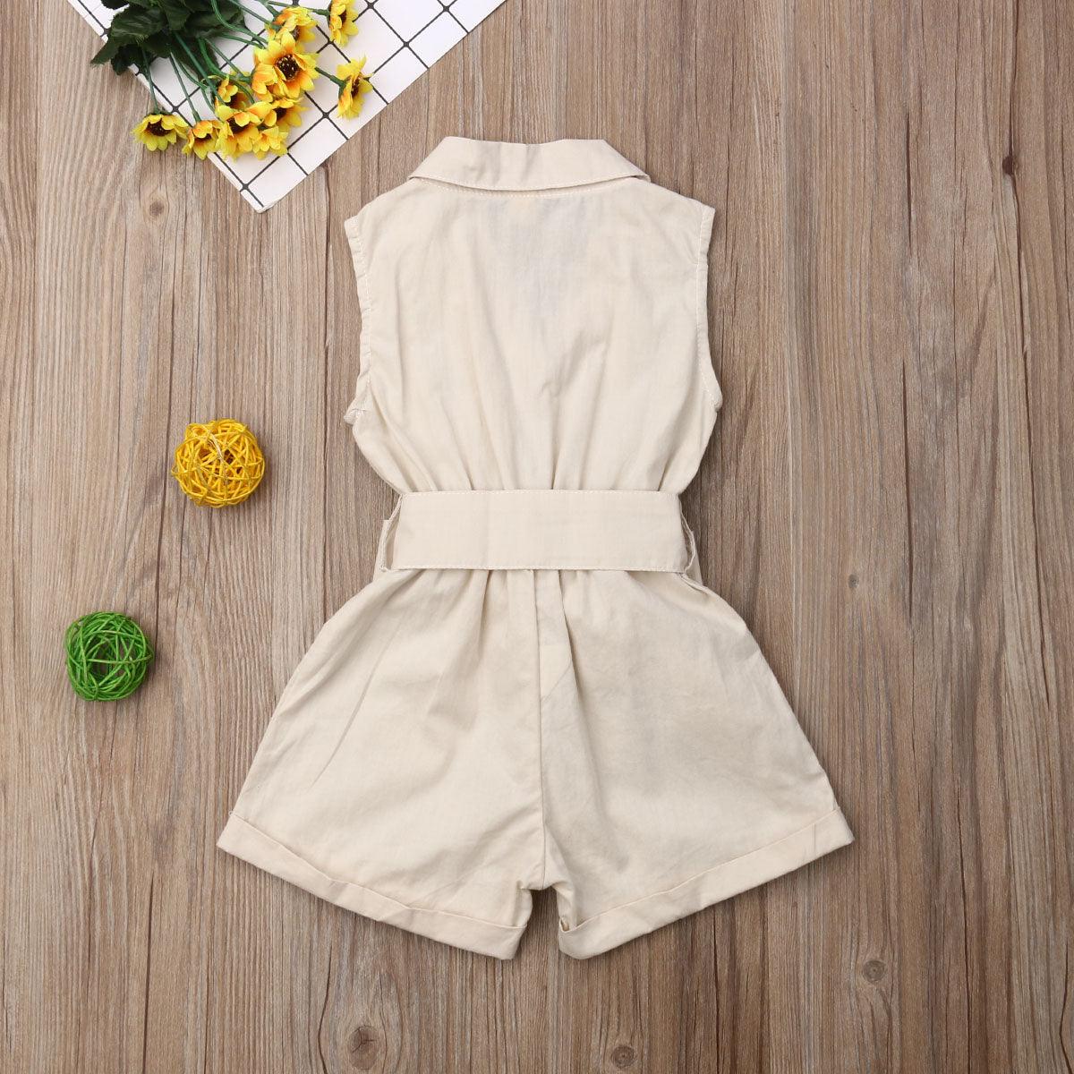 Girls Bow Tie Waist Romper-Shop Baby Boutiques