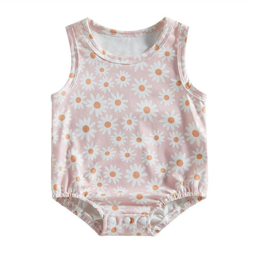 Girls Daisy Sleeveless Romper Bodysuit-Shop Baby Boutiques