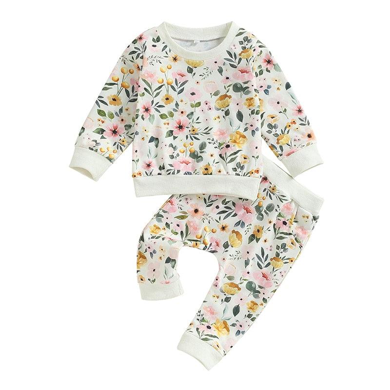 Girls Fall Wildflower Sweatshirt Outfit-Shop Baby Boutiques