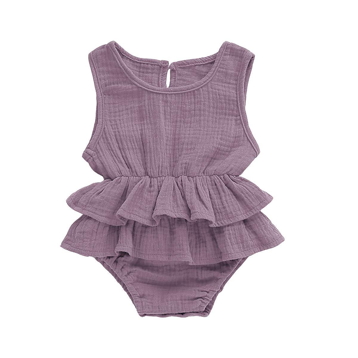 Girls Linen Sleeveless Tutu Romper - Shop Baby Boutiques 