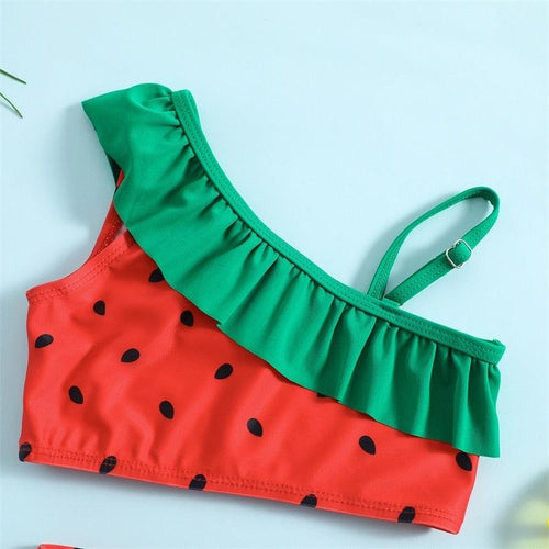 Girls Ruffled Watermelon Bikini - Shop Baby Boutiques 