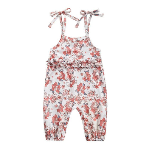 Girls Spaghetti Strap Flower Jumpsuit - Shop Baby Boutiques 