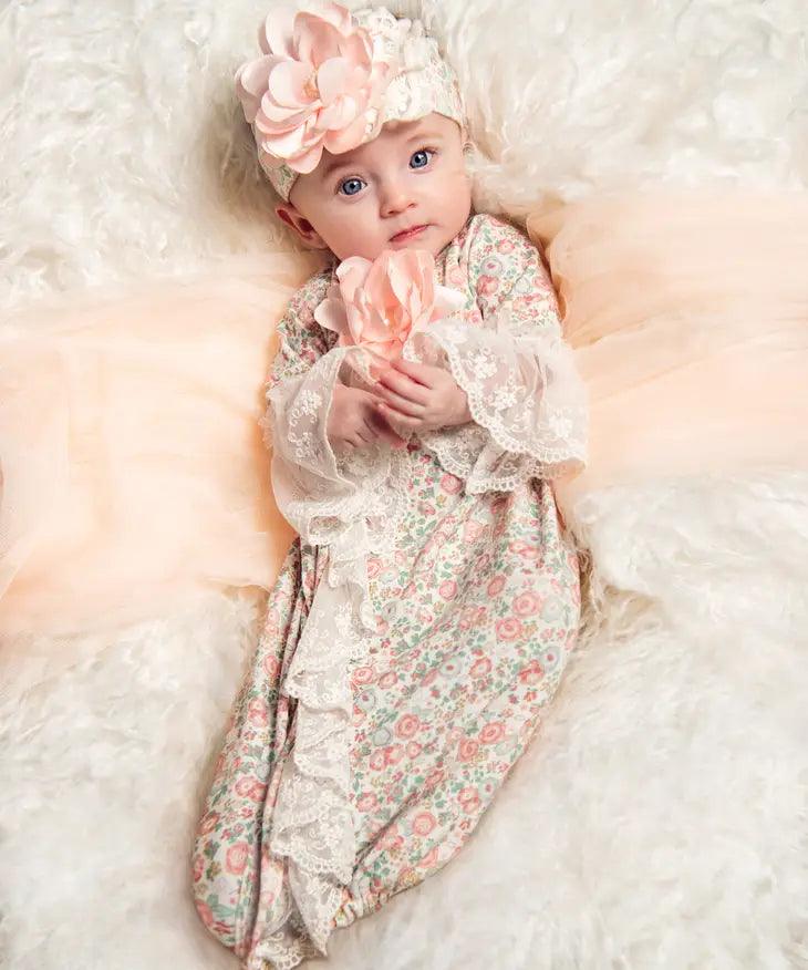 Haute Baby Gabrielle's Garden Newborn Gown & Cap - Shop Baby Boutiques 