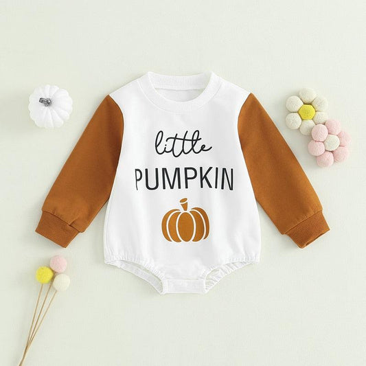 Little Pumpkin Sweatshirt Romper-Shop Baby Boutiques