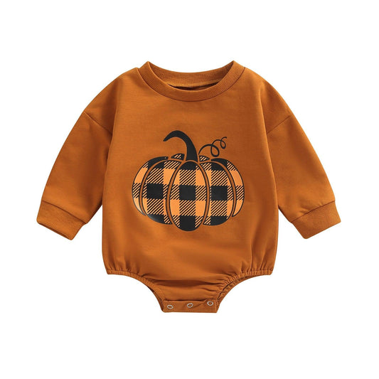 Long Sleeve Pumpkin Bubble Romper-Shop Baby Boutiques