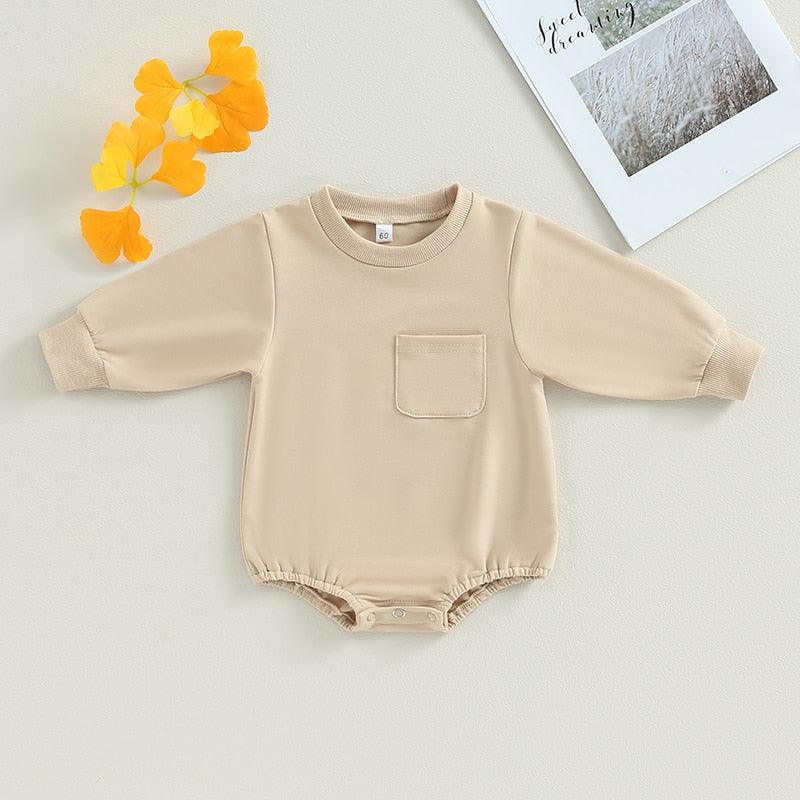 Long Sleeve Solid Color Baby Romper - Shop Baby Boutiques 