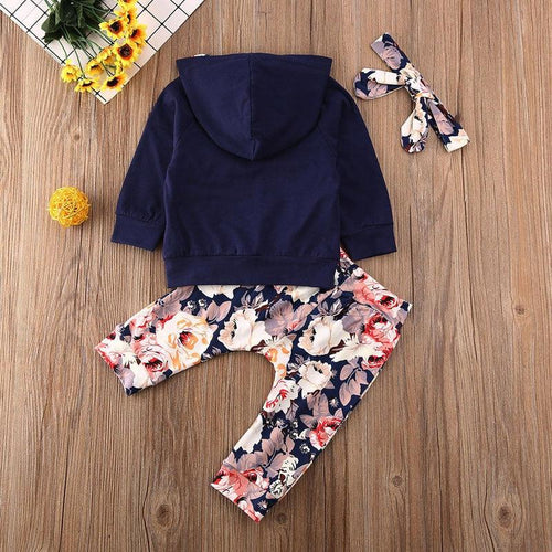Navy Floral Hoodie Clothing Set - Shop Baby Boutiques 
