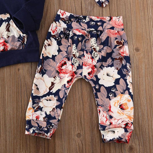 Navy Floral Hoodie Clothing Set - Shop Baby Boutiques 