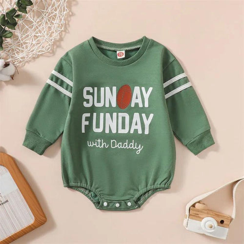 On Sunday's We Watch Football With Daddy Romper - Shop Baby Boutiques 