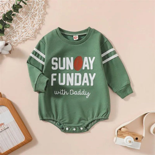 On Sunday's We Watch Football With Daddy Romper - Shop Baby Boutiques 