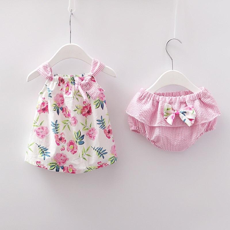 Pink Floral 2 PC Bloomer Set - Shop Baby Boutiques 