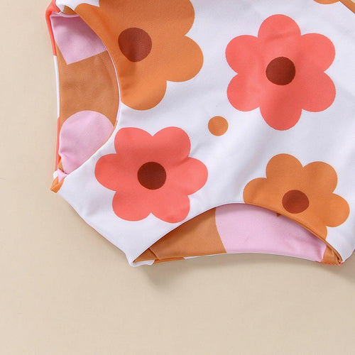 Retro Boho Flower & Heart Print Swimsuit - Shop Baby Boutiques 