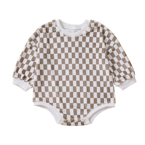 Retro Checkered Long Sleeve Rompe - Shop Baby Boutiques 