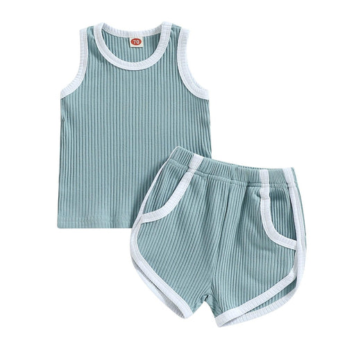 Sleeveless Solid Ribbed Toddler Set - Shop Baby Boutiques 