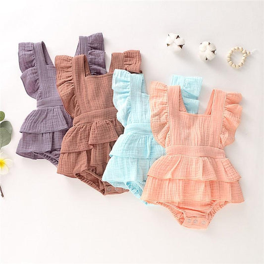 Solid Color Sleeveless Ruffle Romper-Shop Baby Boutiques