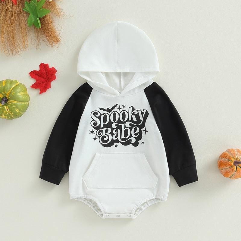 Spooky Babe Long Sleeve Hoodie Romper - Shop Baby Boutiques 