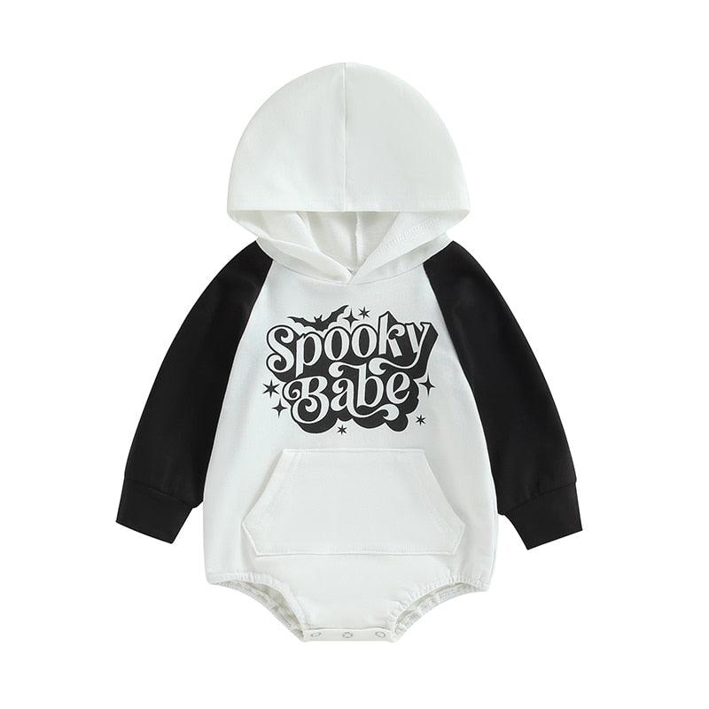 Spooky Babe Long Sleeve Hoodie Romper - Shop Baby Boutiques 