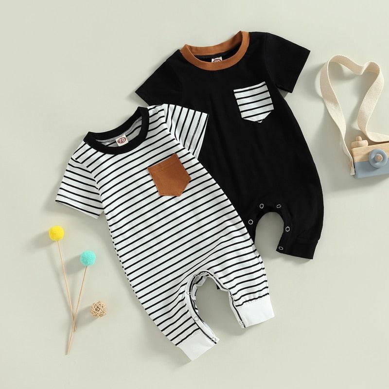 Striped Pocket Romper - Shop Baby Boutiques 