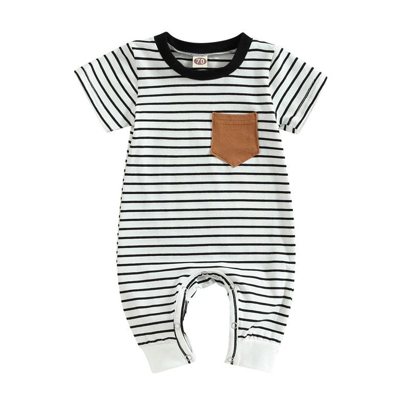 Striped Pocket Romper - Shop Baby Boutiques 