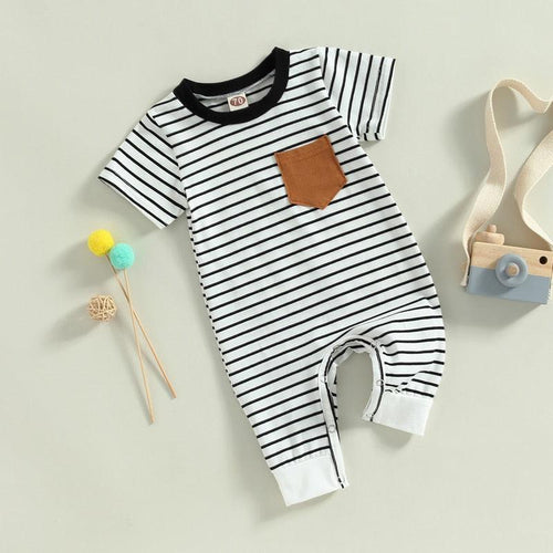 Striped Pocket Romper - Shop Baby Boutiques 