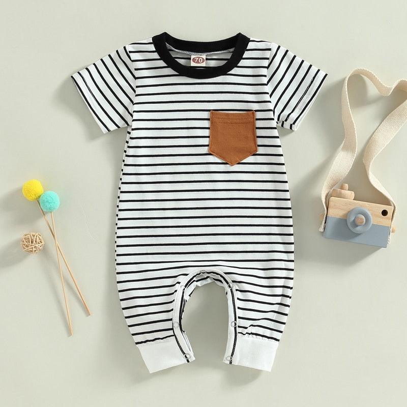 Striped Pocket Romper - Shop Baby Boutiques 