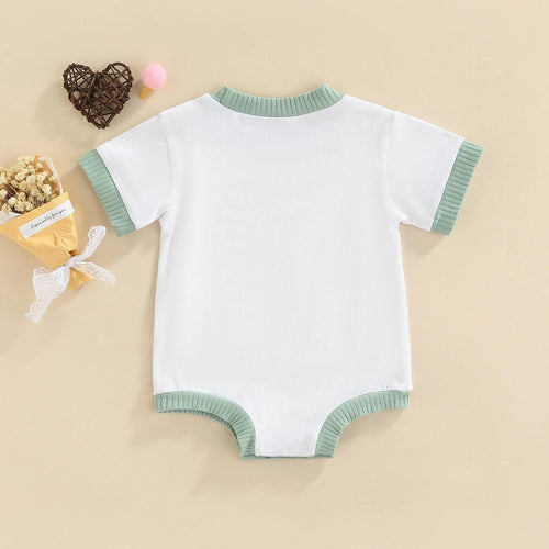 Summer Patchwork Short Sleeve Ribbed Romper-Shop Baby Boutiques