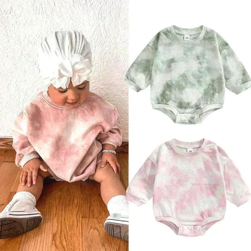 Tie Dyed Oversized Sweatshirt Romper - Shop Baby Boutiques 