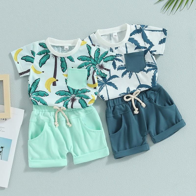 Toddler Boys 2PC Palm Trees Shorts Set - Shop Baby Boutiques 