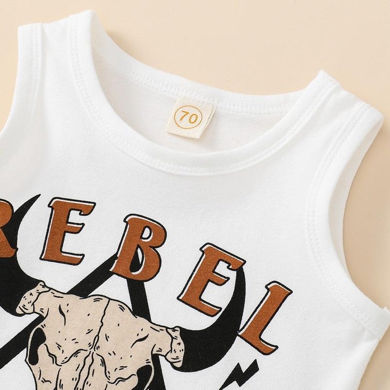 Toddler Boys "Rebel Soul" Cattle Head Shorts Set-Shop Baby Boutiques