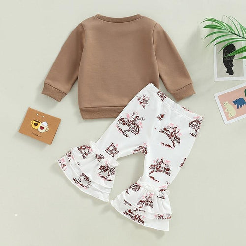 Western Horses Flared Pants Set - Shop Baby Boutiques 