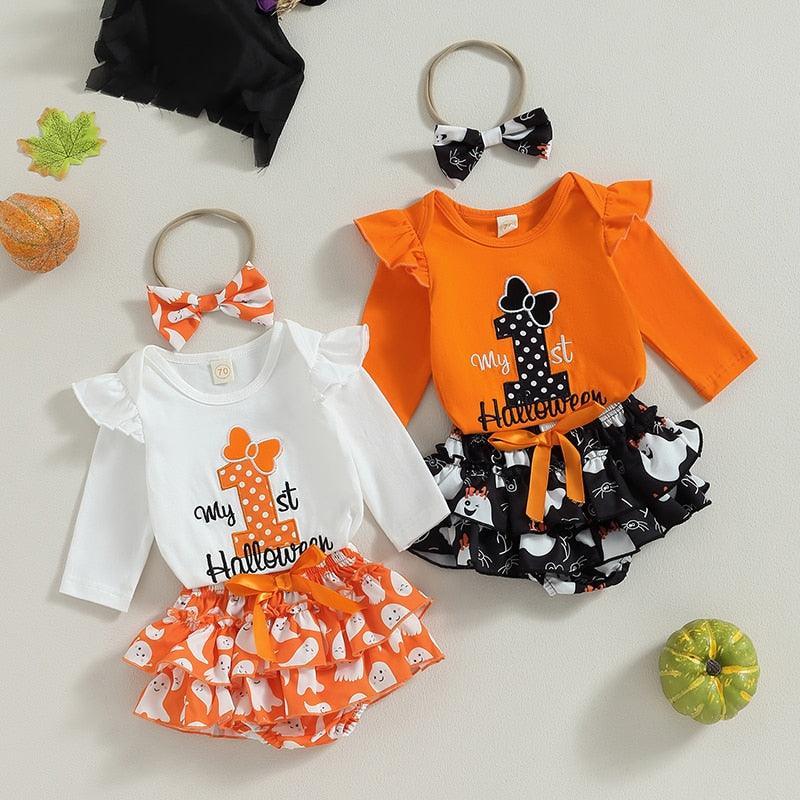 My First Halloween Romper With Ruffled Bloomers - Shop Baby Boutiques 